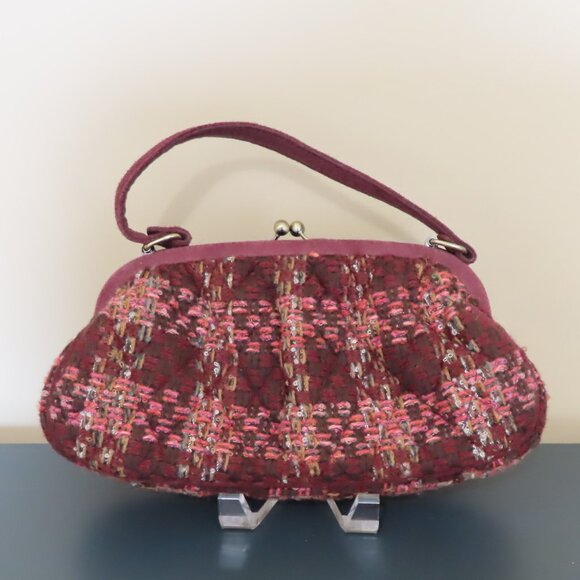 Vera Bradley Kisslock Annie Plaid Tartan Tweed Boucle Purse - Picture 2 of 10